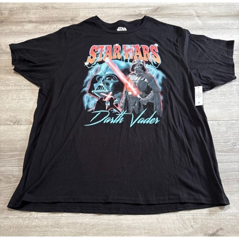 NWT Star Wars Three Vader Moon Black Short Sleeve T Shirt 2XL Mad Engine Darth